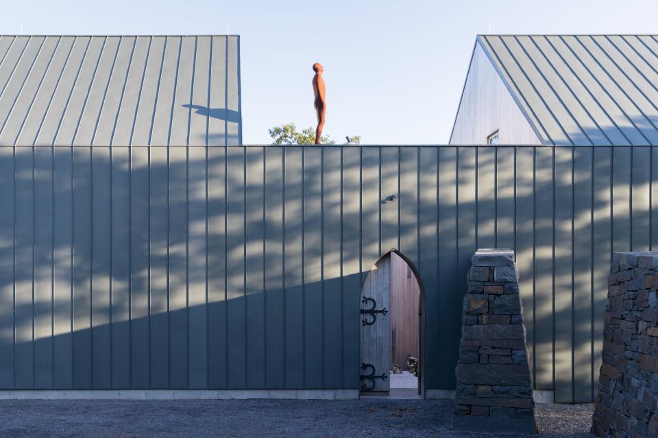 Visitors can enter the building through Gothic doors salvaged from an English monastery.