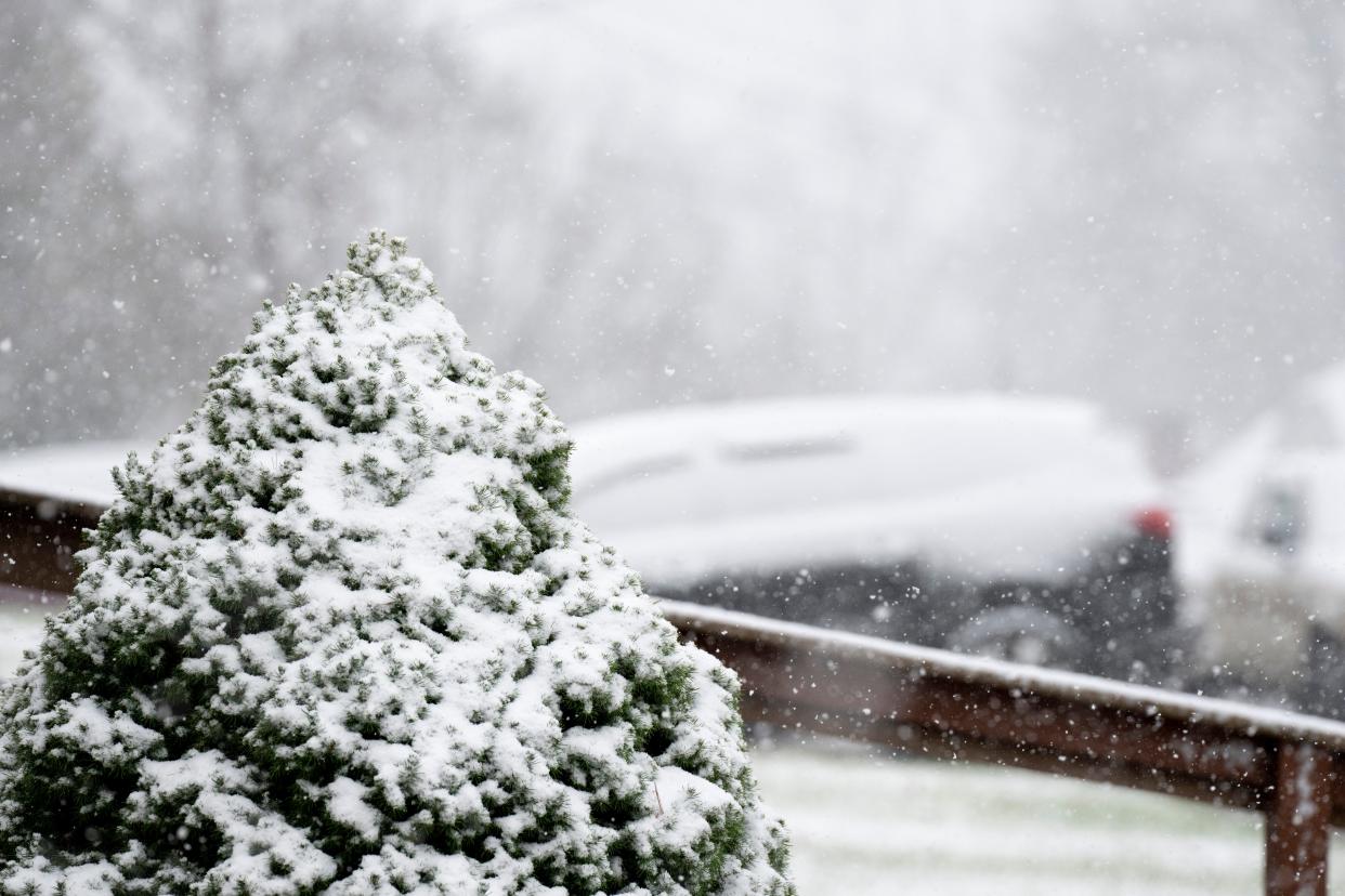 Snow accumulates in West Price Hill in November. A "potential blockbuster" snowstorm is brewing in some U.S. states, with cold temperatures expected in Cincinnati.
