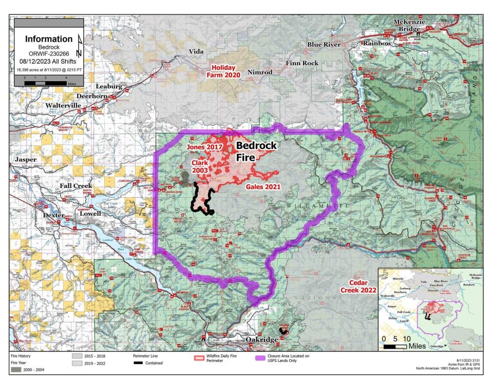 Map of current Bedrock Fire.