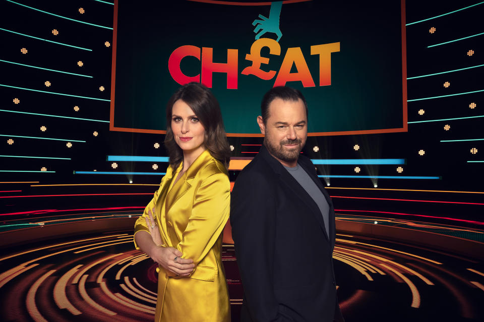 Ellie Taylor and Danny Dyer host Cheat. (Netflix)