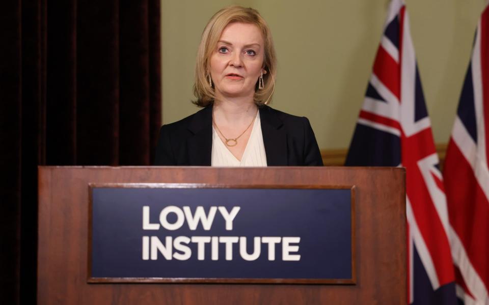 Liz Truss gives a speech at the Low Institute in Sydney, Australia - Simon Dawson / No10 Downing Street 