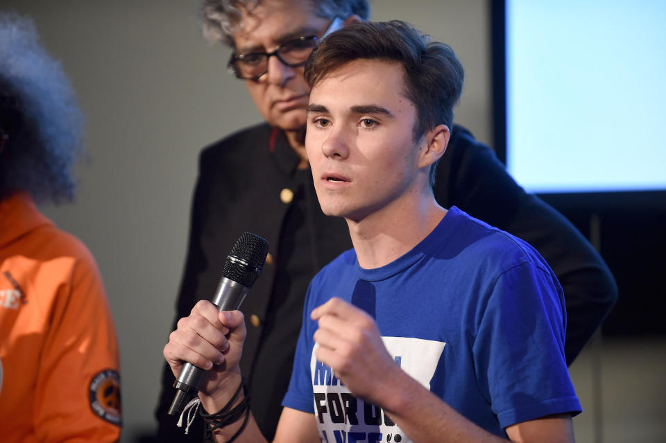 David Hogg has been accused of being a crisis actor by some right-wing critics. (Photo: Gary Gershoff/Getty Images)