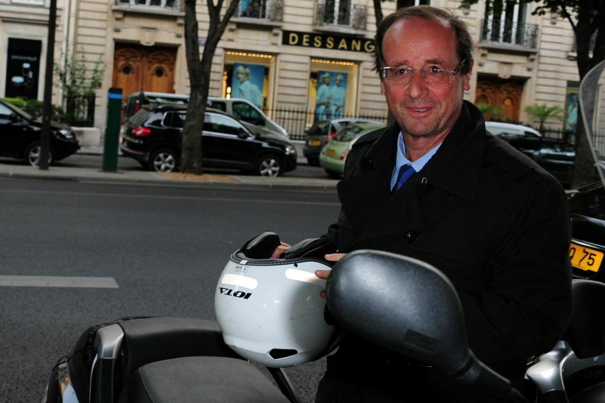 Pour acquérir le trois-roues Piaggio avec lequel François Hollande rendait visite incognito à Julie Gayet, il faudra débourser au moins 10 000 euros.  - Credit:Mousse/ABACA