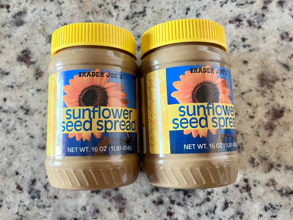 Two jars of Trader Joe's sunflower-seed spread