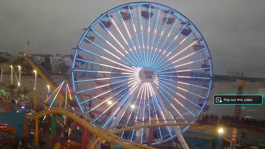 The Ferris wheel on the Santa Monica Pier honored KTLA broadcaster Sam Rubin on May 10, 2024. (Pacific Park)