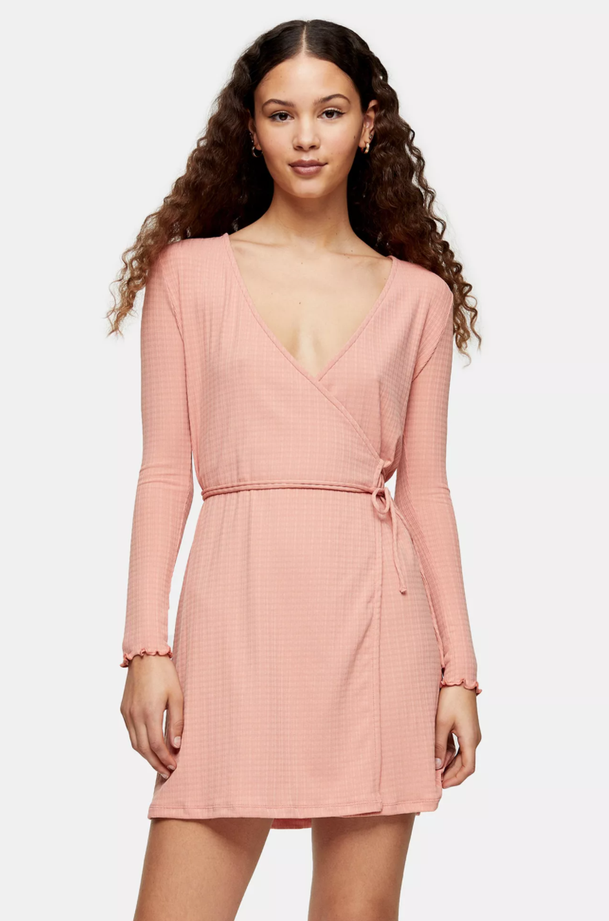 Seersucker Wrap Mini Dress. Image via Topshop.