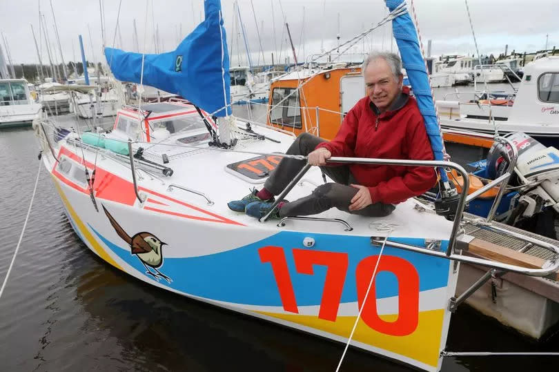 Adam Waugh on his boat 'Little Wren'