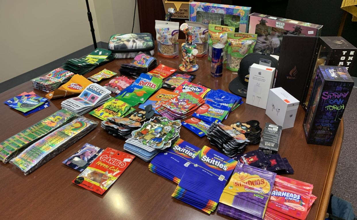 Counterfeit-packaged THC products seized by the Anti-Counterfeiting Taskforce across eastern North Carolina.