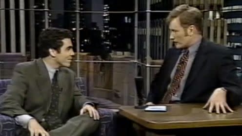 Interviewing Fred Savage on "Late Night" in 1997.