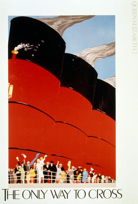 A poster advertising transatlantic sailings on the QE2 - Credit: GETTY