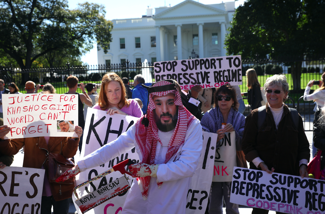 <em>Protestors outside the White House called for the US to stop their support for Saudi Arabia (Getty)</em>