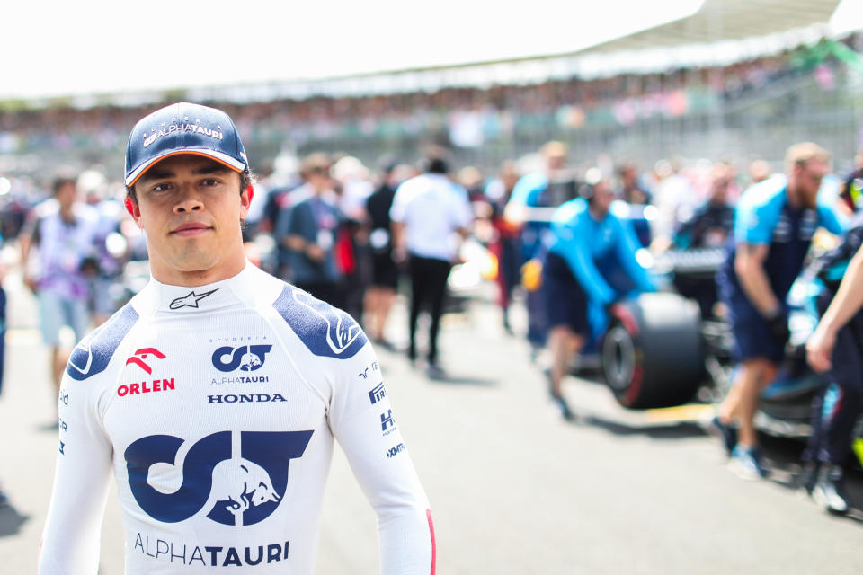 NORTHAMPTON, ENGLAND - JULY 09: Nyck de Vries of Scuderia AlphaTauri and The Netherlands  during the F1 Grand Prix of Great Britain at Silverstone Circuit on July 09, 2023 in Northampton, England. (Photo by Peter Fox/Getty Images)