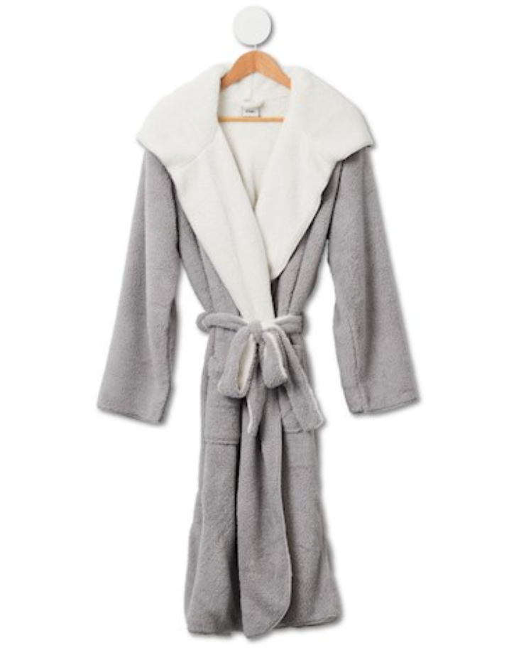 grey sherpa robe with a hood