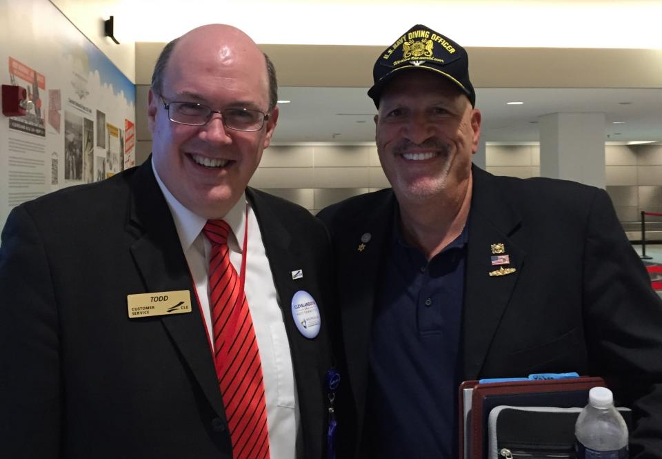 Jerry Rovner, right, with Todd Payne of Cleveland Airport services upon his arrival for the Republican National Convention. (Photo: Courtesy of Jerry Rovner)