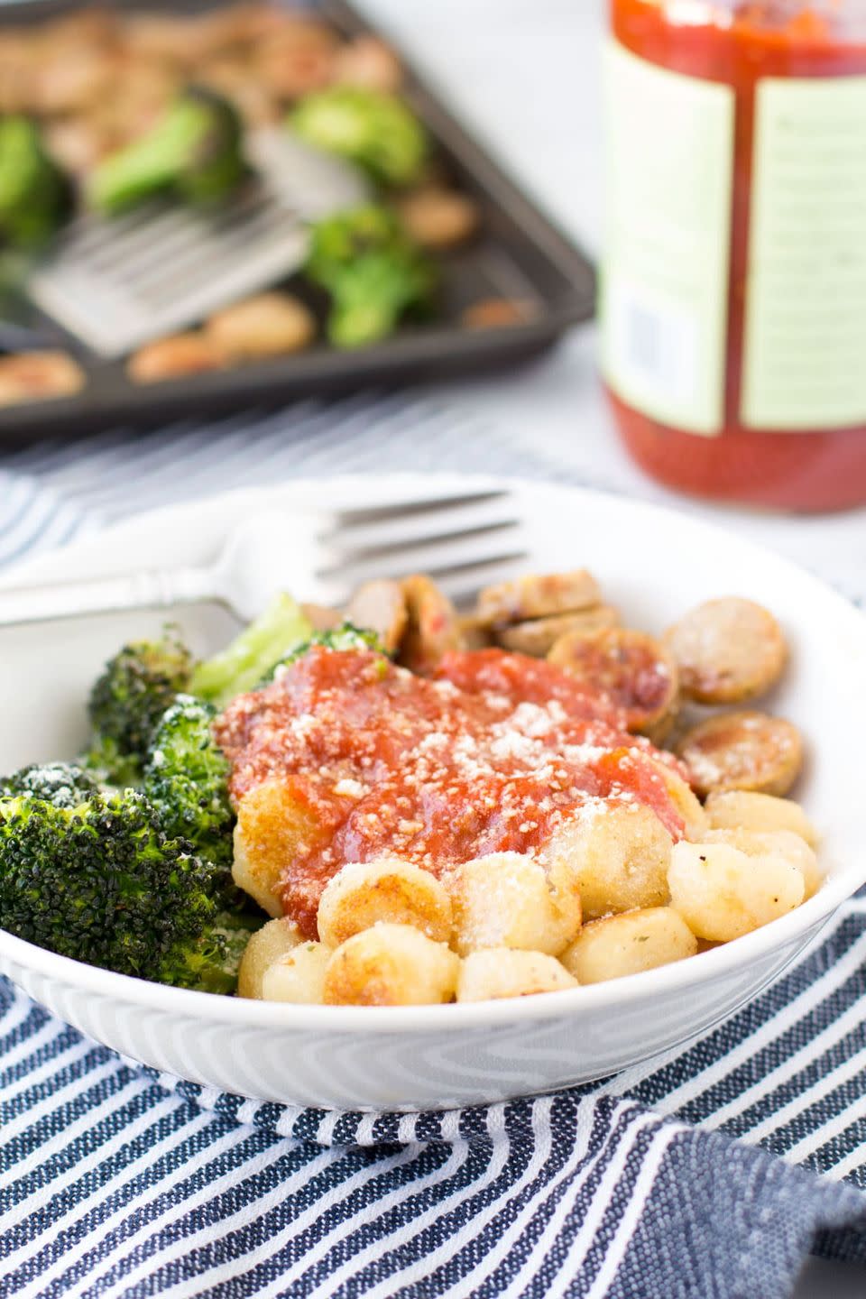 Sheet Pan Cauliflower Gnocchi With Chicken Sausage & Broccoli