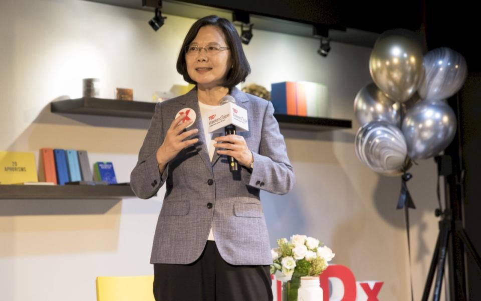 蔡英文總統今天(28日)出席「TEDxWeekend Taipei啟動會議」。（TEDx台灣社群提供）