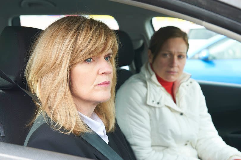 Sian (R) with castmate Siobhan Finneran on The Moorside