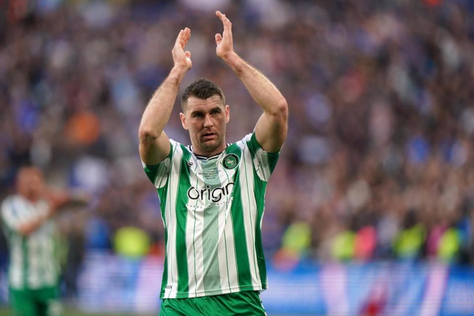 Sam Vokes thanks the Wycombe fans after the EFL Trophy final loss on April 7 against Peterborough United <i>(Image: PA)</i>