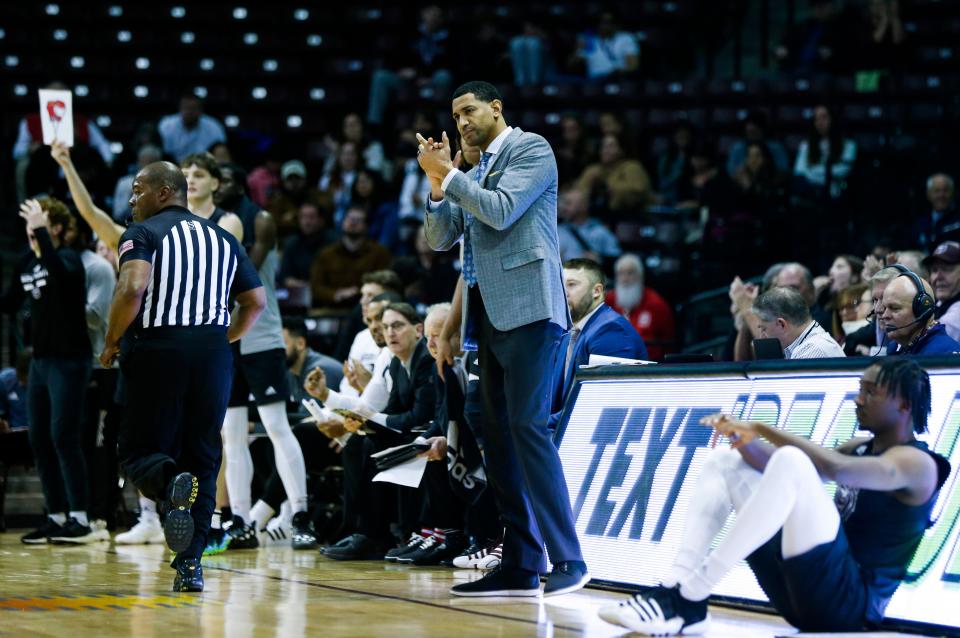 Missouri State Head Coach Dana Ford as the Bears took on the Belmont Bruins at Great Southern Bank Arena on Wednesday, Feb. 8, 2023.