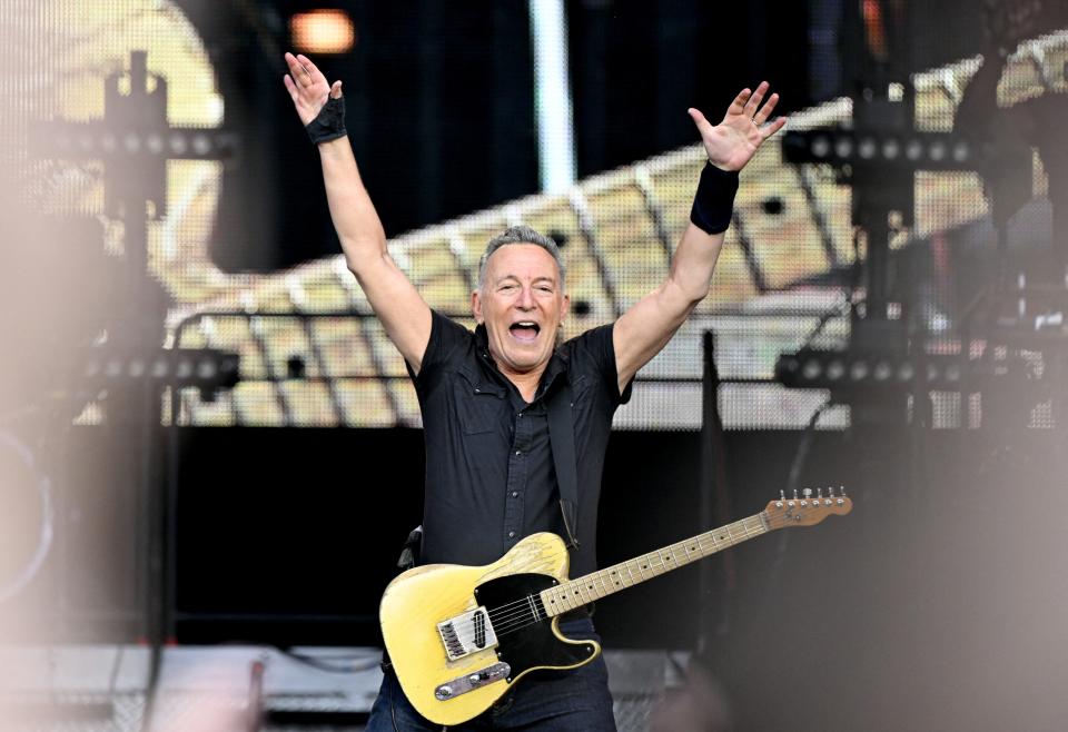 Bruce Springsteen performs on stage during a concert of Springsteen with the E Street Band at the Ernst Happel Stadium in Vienna, Austria on July 18, 2023.