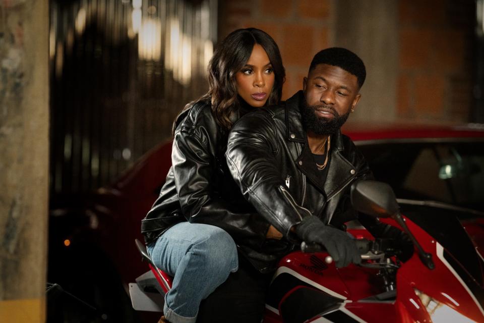 Kelly Rowland and Trevante Rhodes in "Tyler Perry's Mea Culpa."