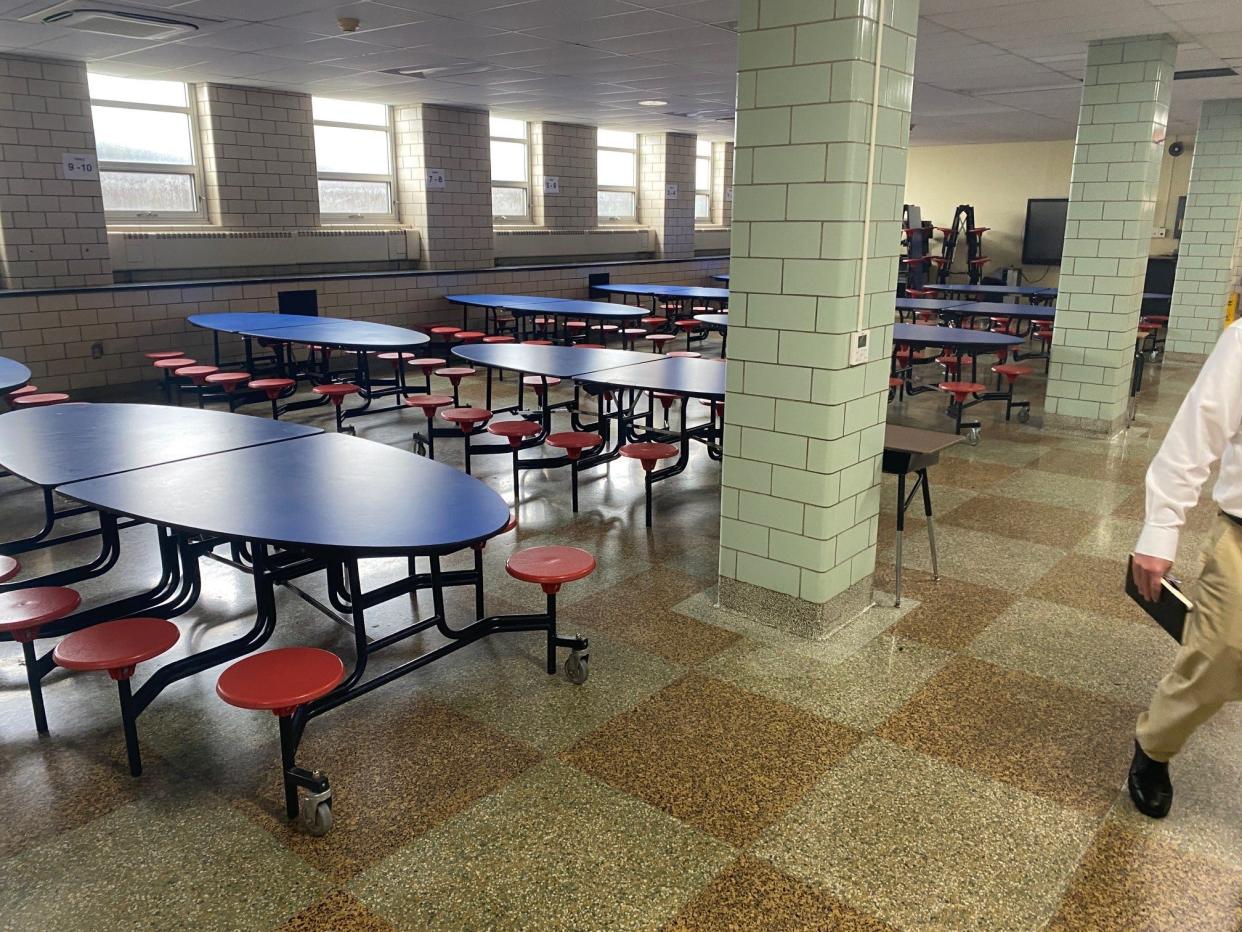 Cafeteria in School 9 in Passaic. The school was once Pope Pius High School.