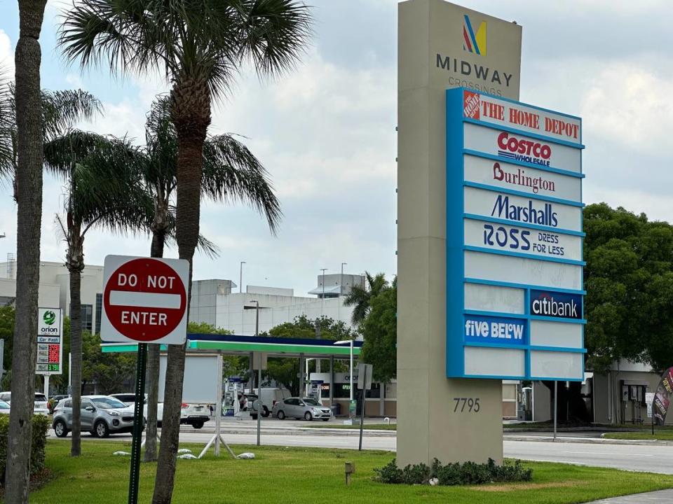 Midway Crossings mall signage on May 30, 2024, at 7795 W. Flagler St. in Miami-Dade.