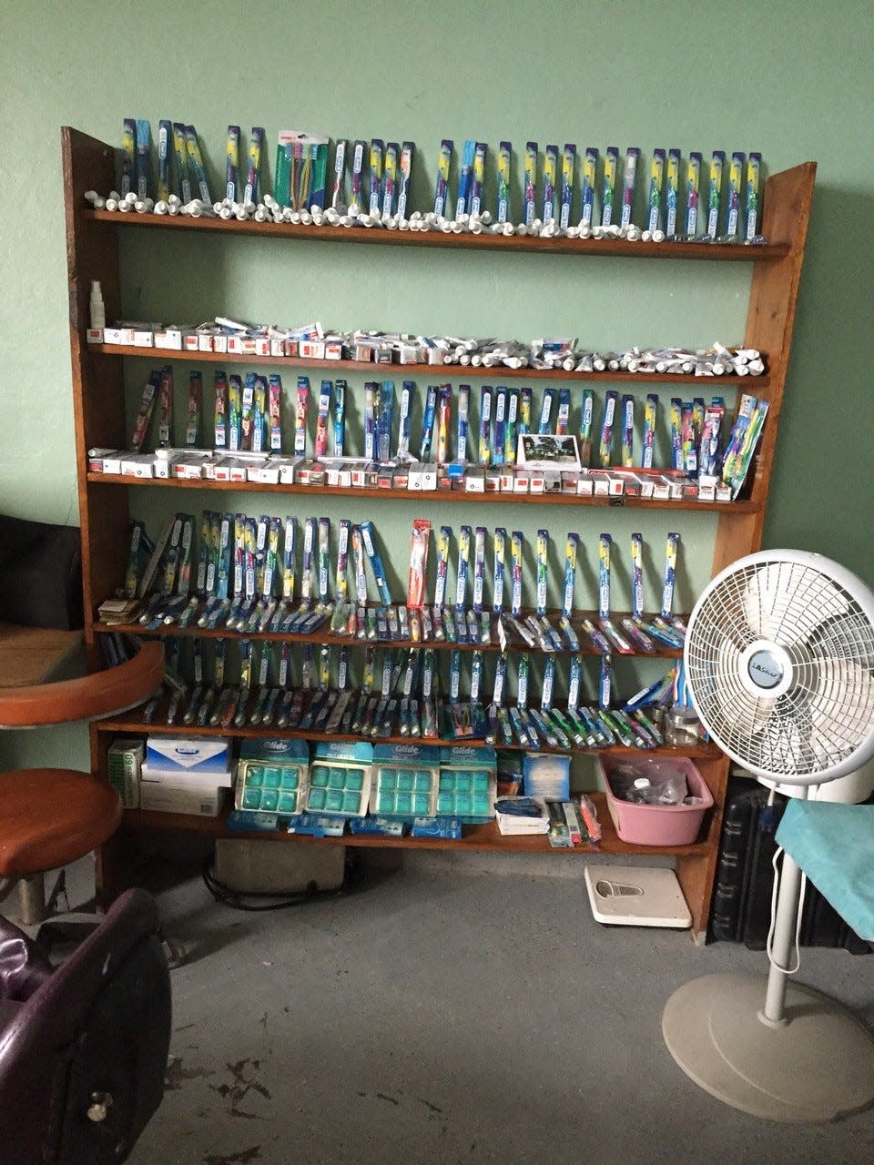 Toothbrushes are ready for oral hygiene classes taught by the Connolly brothers during a mission trip in Haiti.