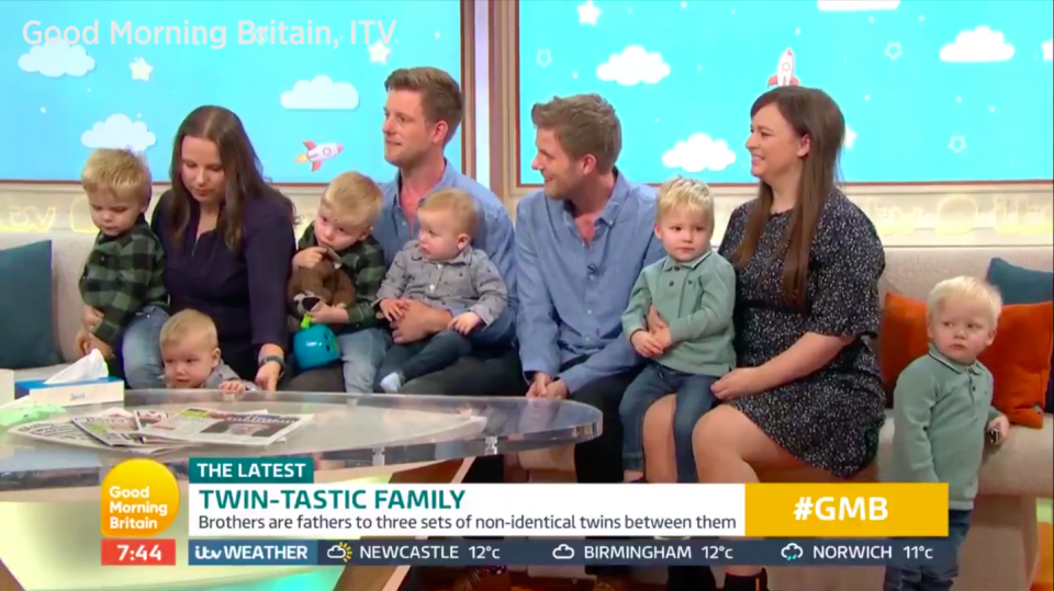 Identical twin brothers have had three sets of non-identical twin boys between them [Photo: ITV]