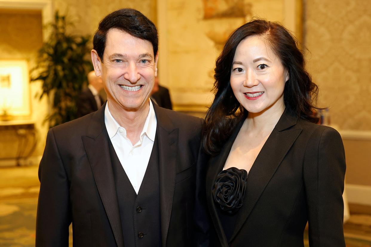 Angela Chao, who died in a vehicle accident last month in Central Texas. is shown with her husband, Jim Breyer. Chao had no connection to the ship involved in this week's bridge collapse in Baltimore.