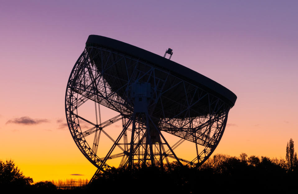 Sunrise at the Lovell Telescope at Jodrell Bank has been a familiar feature of the Cheshire landscape for over 50 years - a UNESCO World Heritage Site. Radio Telescope Centre for Astrophysics at the University of Manchester.