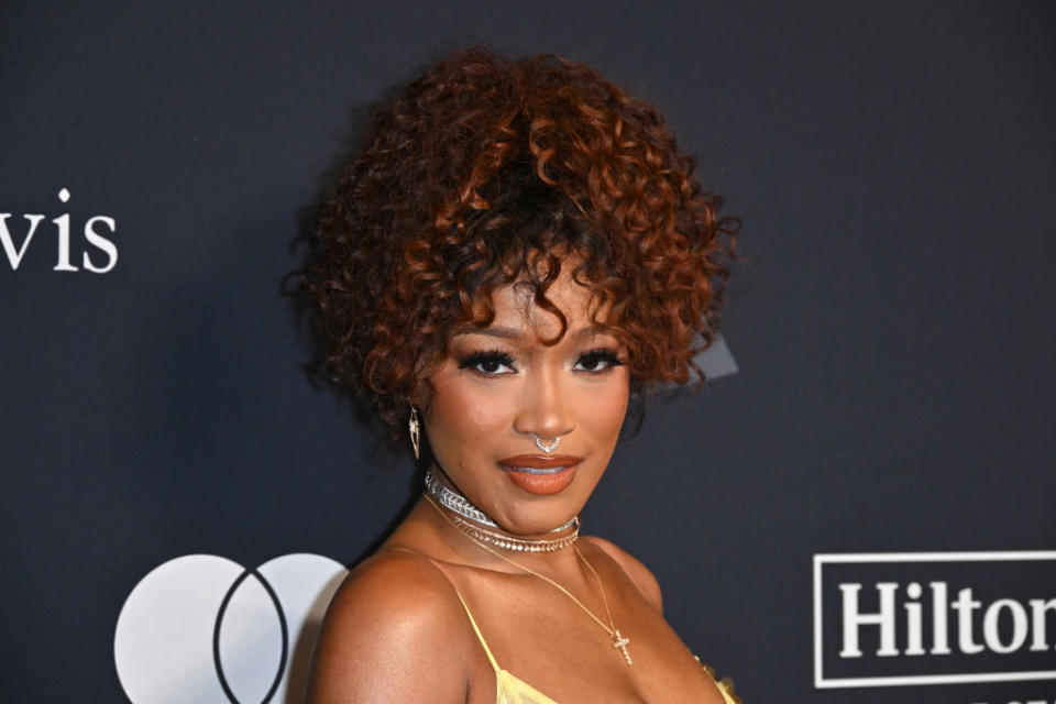 US actress Keke Palmer arrives for the Recording Academy and Clive Davis' Salute To Industry Icons pre-Grammy gala at the Beverly Hilton hotel in Beverly Hills, California on February 3, 2024. (Photo by Robyn BECK / AFP) (Photo by ROBYN BECK/AFP via Getty Images)<span class="copyright">AFP via Getty Images—AFP or licensor</span>