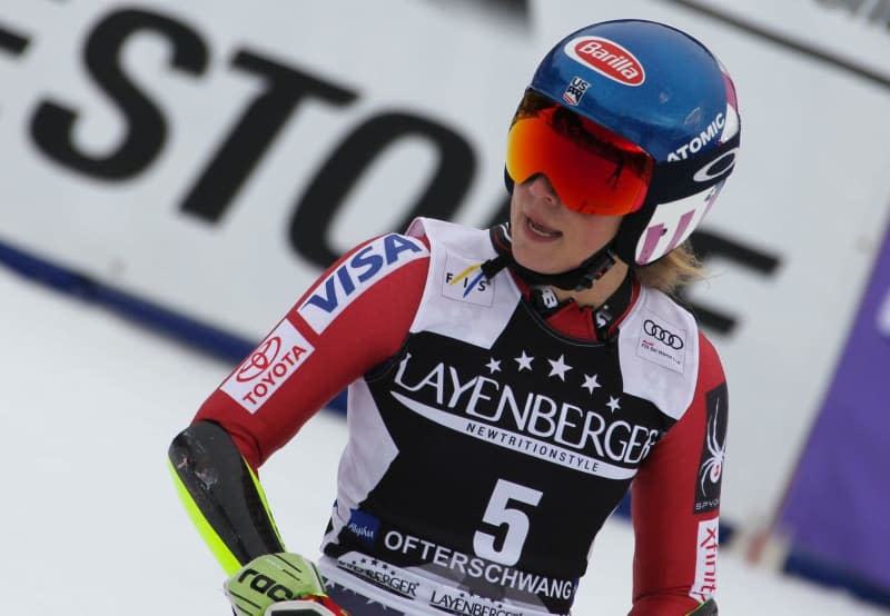 US alpine skier Mikaela Shiffrin reacts during the women's giant slalom first run at the 2018 Alpine skiing World Cup in Ofterschwang. Lionel Messi, Max Verstappen, Novak Djokovic, Mikaela Shiffrin and the Germany men's basketball team are among the nominees for the 2024 Laureus sports awards. Dido Lutz/dpa