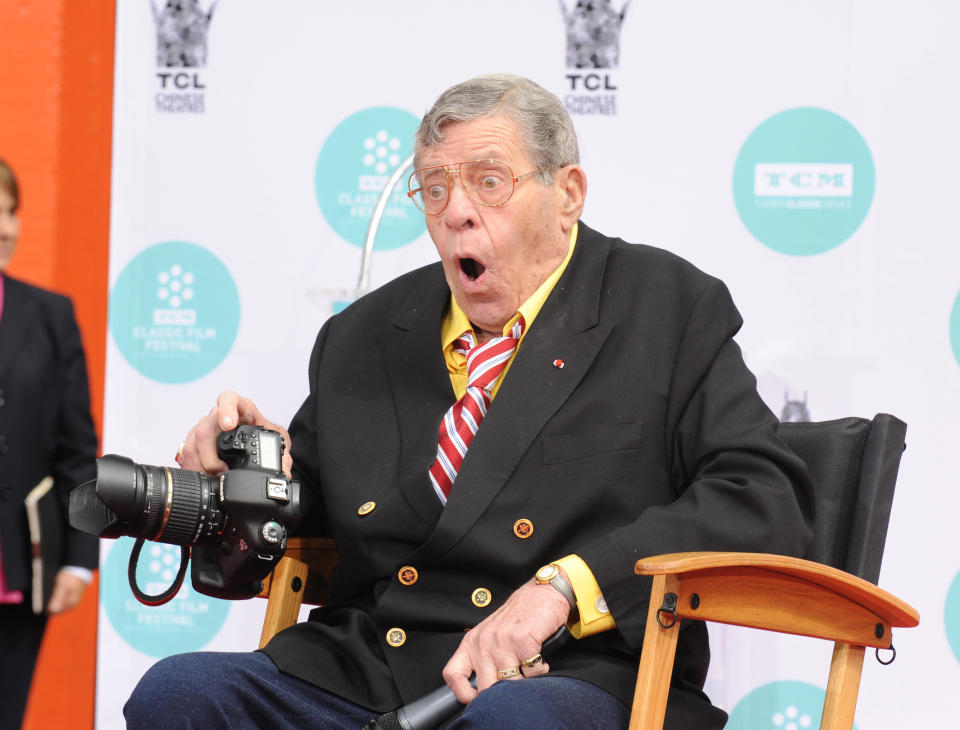 Immortalised... Jerry Lewis pictured earlier this year (Credit: Kikapress)