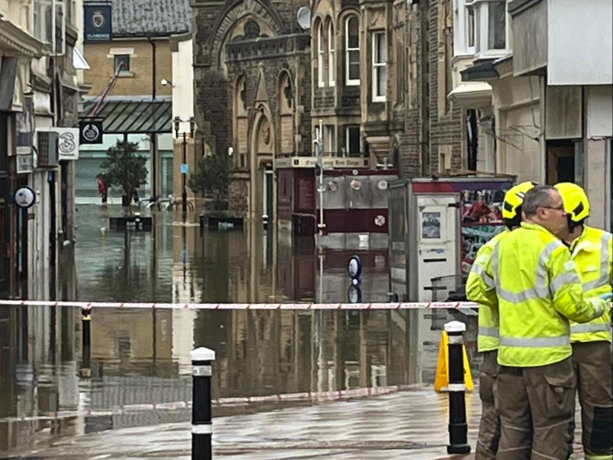 A shopping centre was evacuated in Hastings following torrential rain on Saturday. (PA)