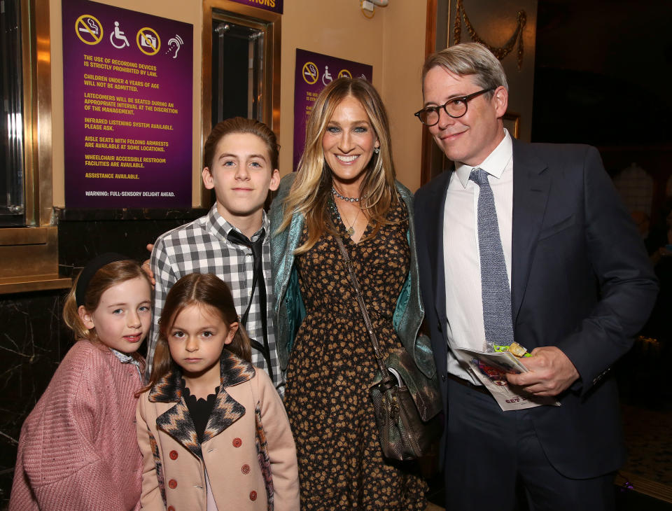 The actress shares three children with husband Matthew Broderick (the family are pictured in 2017). (Getty Images)