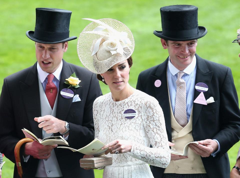 the duke and duchess of cambridge with james meade at royal ascot in 2016