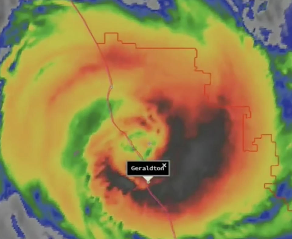 Tropical Cyclone Seroja seen on a weather map in WA.