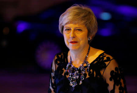 Britain's Prime Minister Theresa May arrives to the annual Lord Mayor's Banquet at Guildhall in London, Britain, November 12, 2018. REUTERS/Henry Nicholls