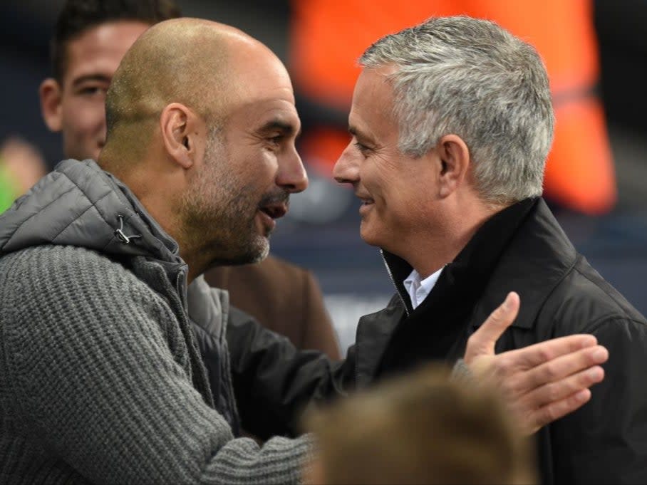 Manchester City manager Pep Guardiola and Tottenham manager Jose Mourinho (AFP via Getty Images)