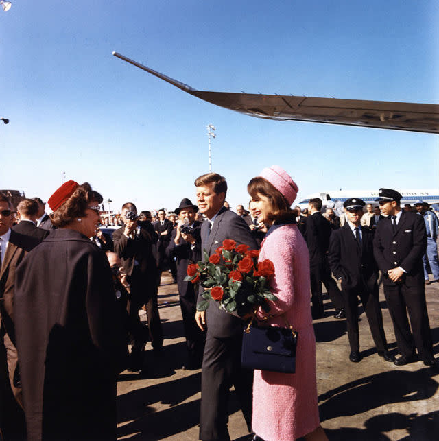 <p>Jackie's iconic pink suit, a custom American-made replica of Chanel, is <a rel="nofollow noopener" href="http://www.townandcountrymag.com/society/tradition/news/a8174/jackie-kennedy-pink-suit/" target="_blank" data-ylk="slk:still hidden away;elm:context_link;itc:0;sec:content-canvas" class="link ">still hidden away</a> more than 50 years after JFK's assassination. In 2003, Caroline Kennedy signed a deed, gifting the outfit, including the pillbox hat, to the National Archives, with the provision that the suit be preserved but not displayed publicly until at least 2103, so as not to "in any way to dishonor the memory of the late President or cause unnecessary grief or suffering to members of his family."</p>