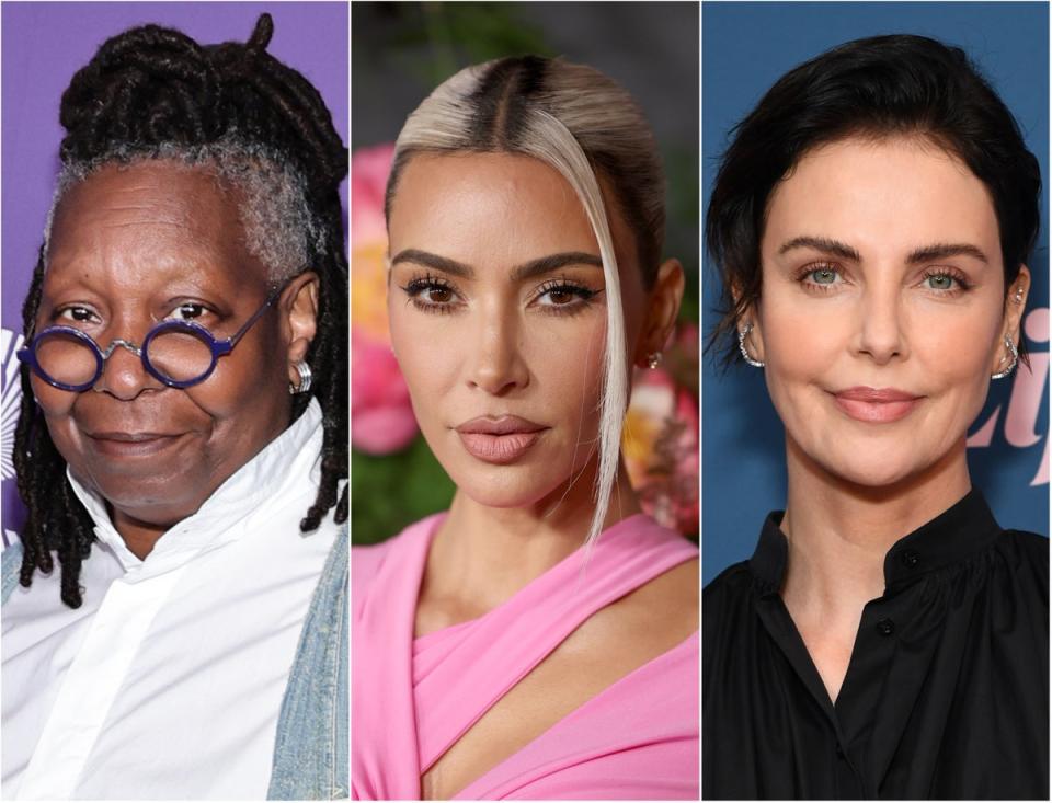 (od lewej) Whoopi Goldberg, Kim Kardashian i Charlize Theron (Getty Images)