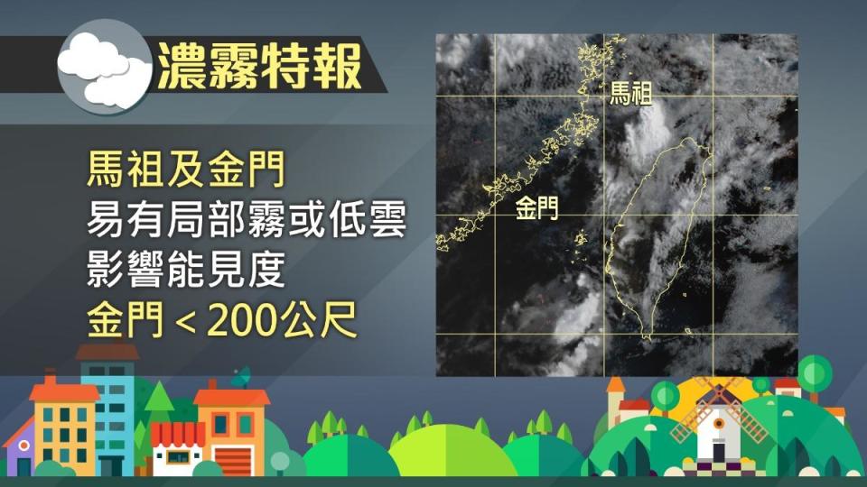 氣象署針對金門、馬祖地區發布濃霧特報。（圖／TVBS）