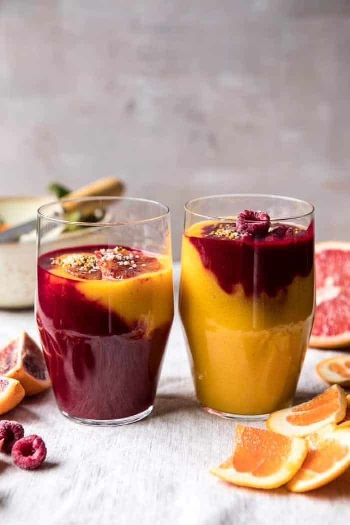 winter citrus smoothie in glasses