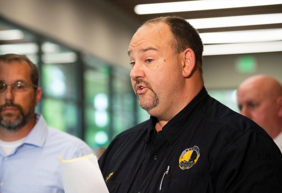 Travelers Rest police chief Benjamin Ford is shown during a 2019 press conference.