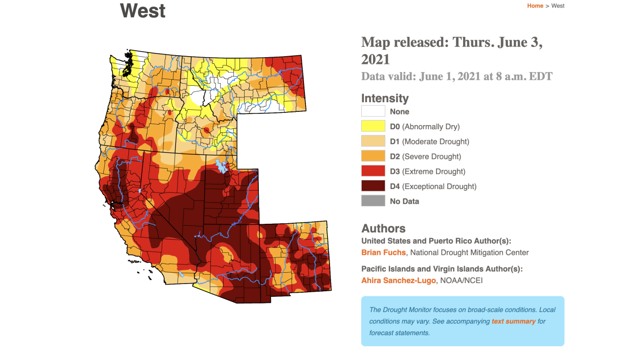 U.S. Drought Monitor map