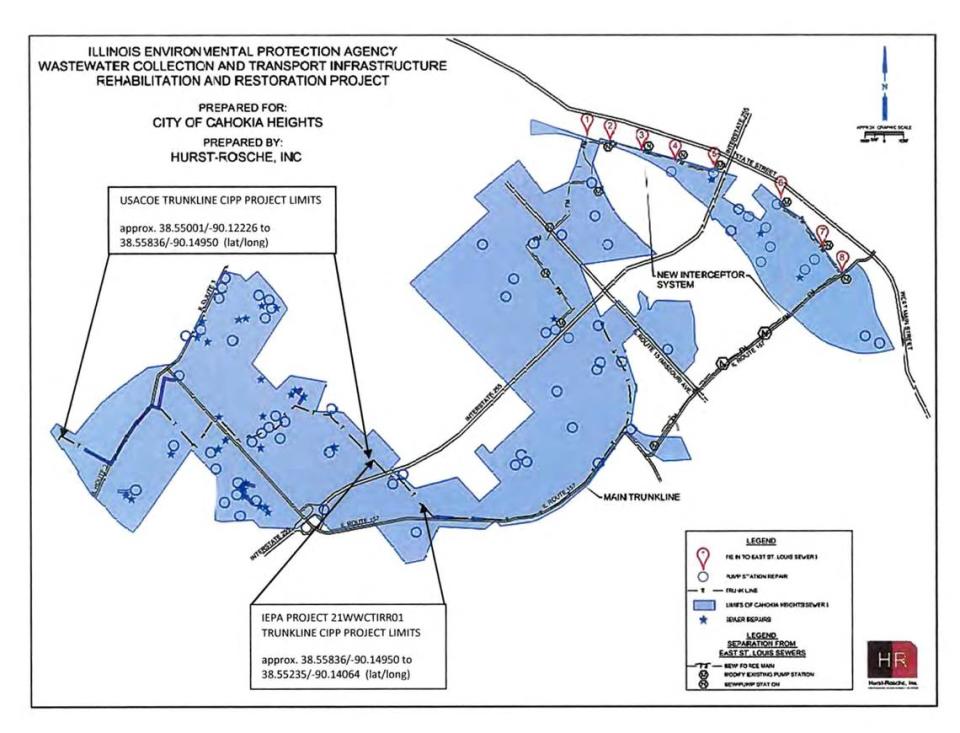 Provided map of Cahokia Heights infrastructure project. Provided