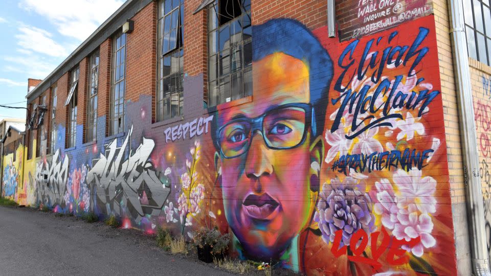 A mural of Elijah McClain, painted by Thomas "Detour" Evans, is seen on the back side of the Epic Brewing building in Denver, Colorado on June 25, 2020. - Hyoung Chang/MediaNews Group/The Denver Post/Getty Images