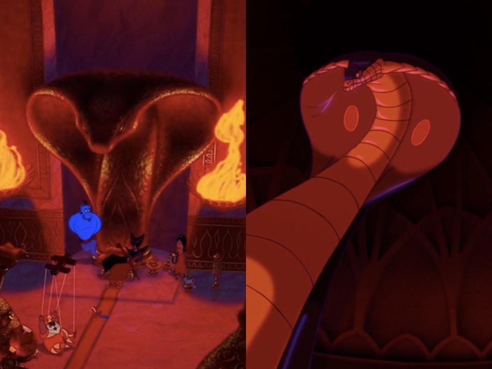 jafar throne and jafar as snake in aladdin