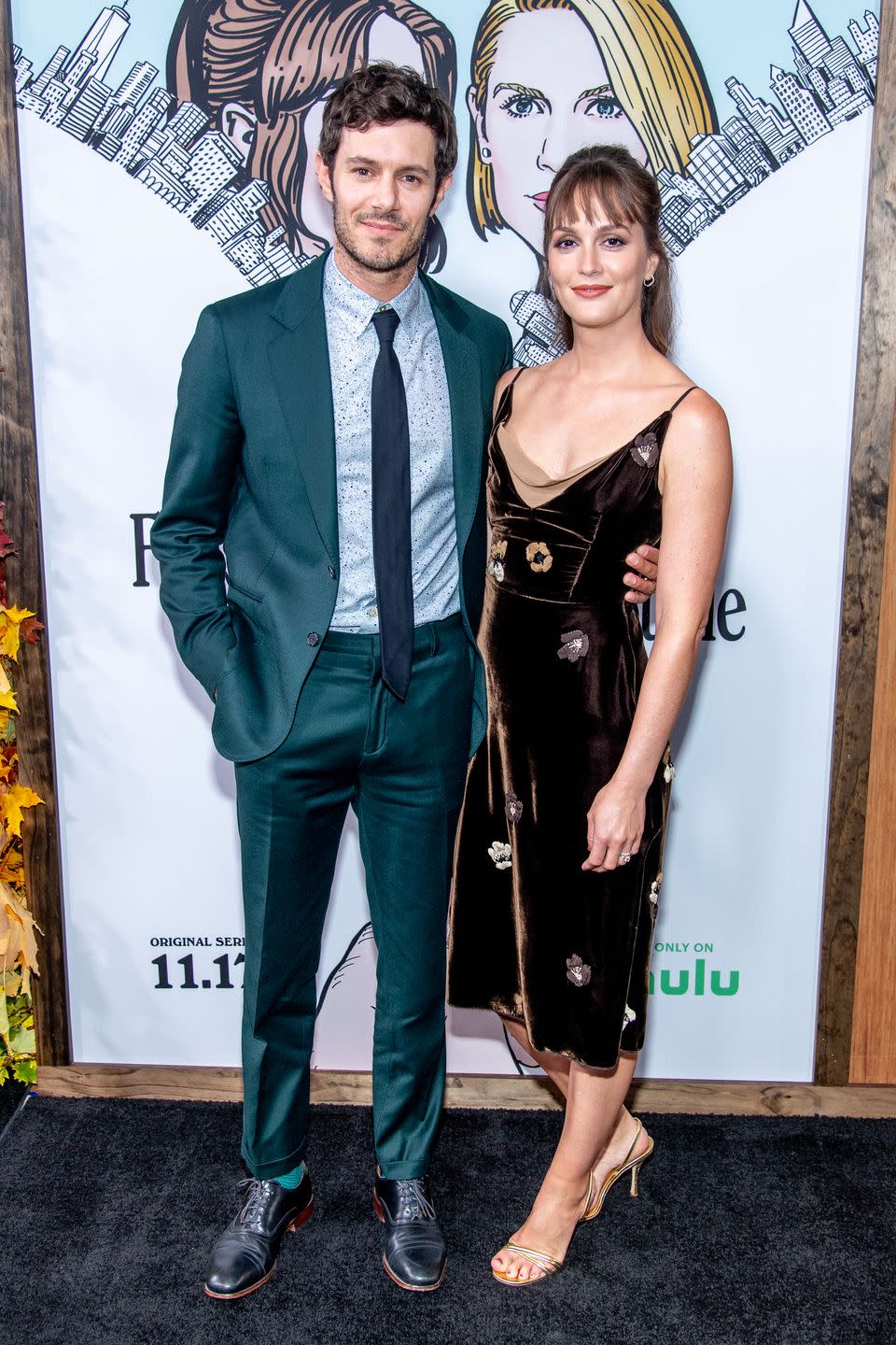 new york, new york   november 07 adam brody and leighton meester attend fx's 